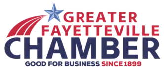A logo for the greater fayetteville chamber