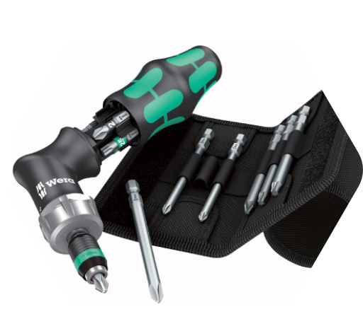 A black and green screwdriver with a wera logo on it