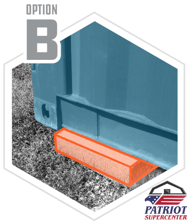 A patriot supercenter logo with a picture of a dumpster
