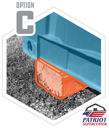 A patriot supercenter logo with a picture of a dumpster