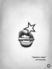 Black-and-white graphic of lips with a star above and the text “I’mma star” underneath.
