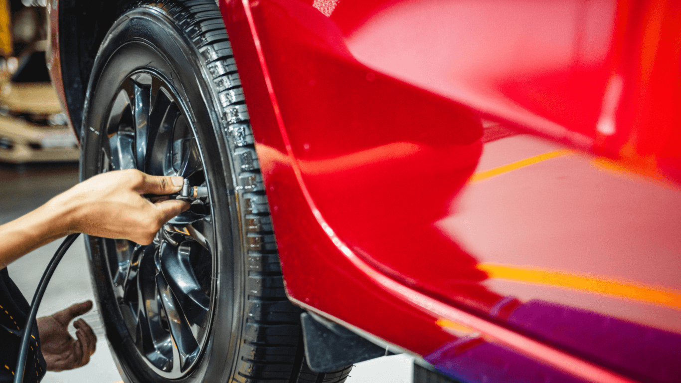 A pre purchase inspection on a red car