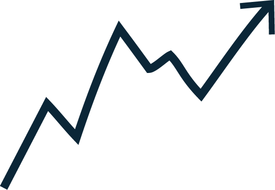 Graphique à lignes dentelée bleu foncé avec une tendance à la hausse.