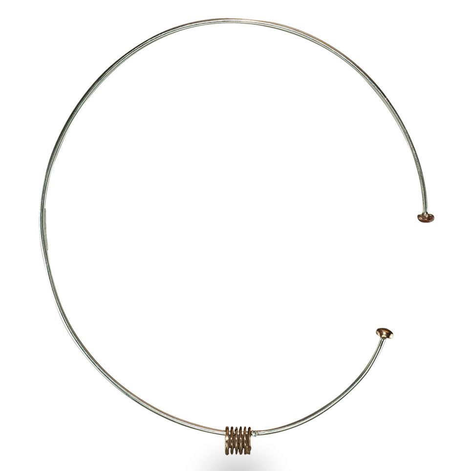 Collier in argento, bronzo, oro e diamante.