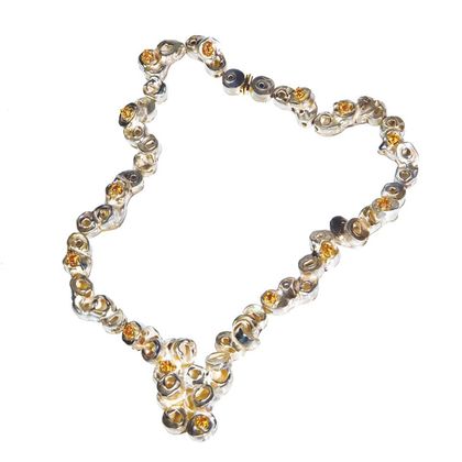 Collana in argento, oro e citrini