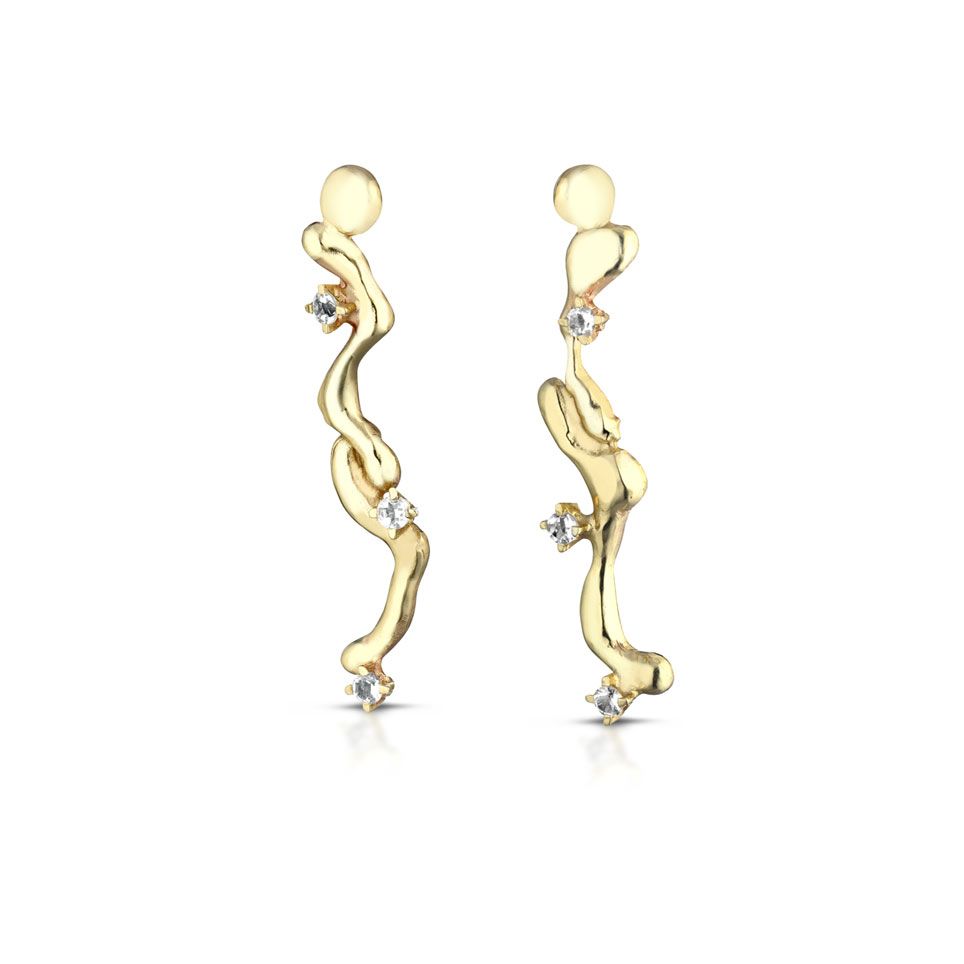 Collier in bronzo, argento, quarzo ialino e topazi bianchi