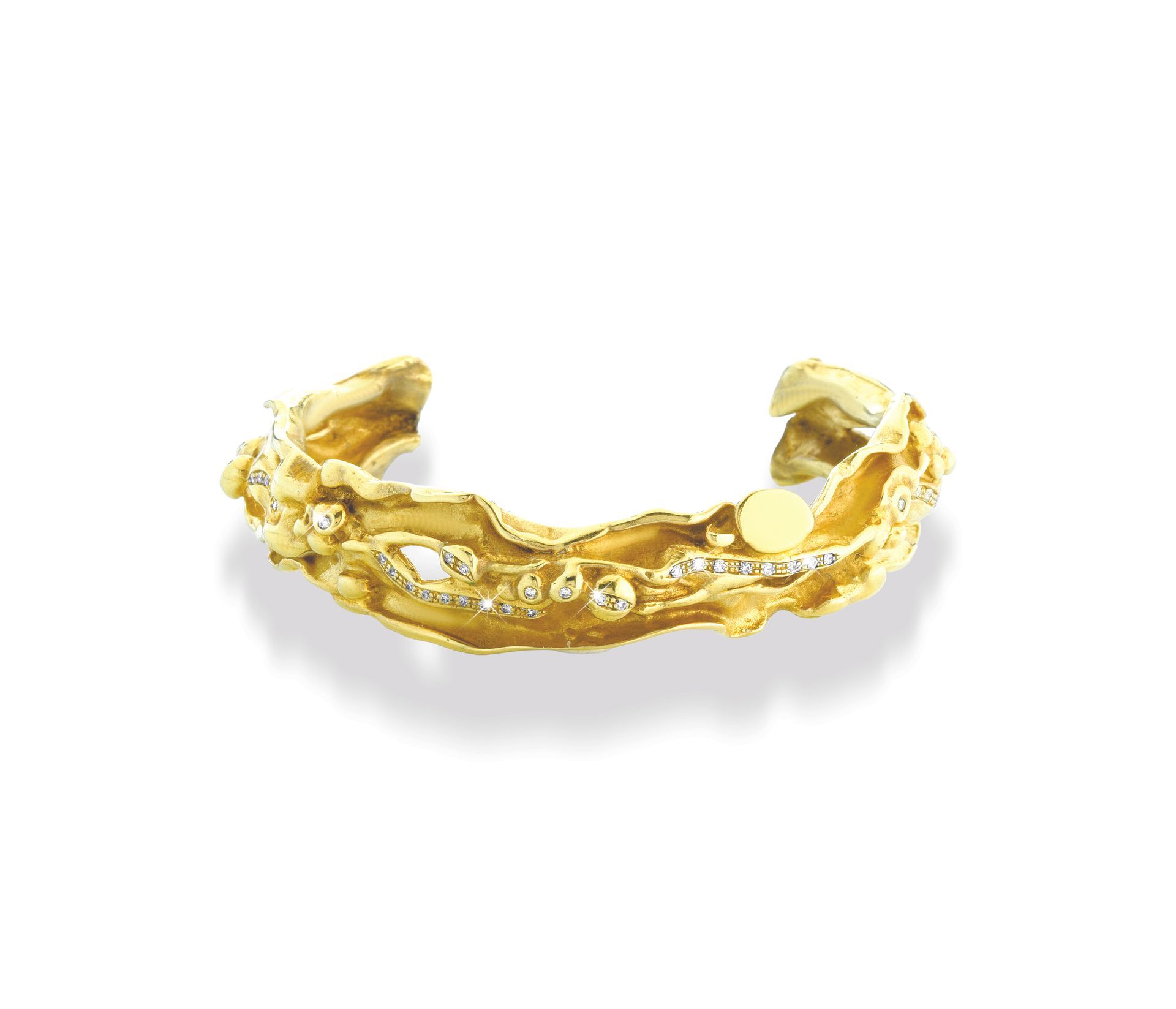 Bracciale in bronzo e diamanti naturali con bagno oro 18 carati