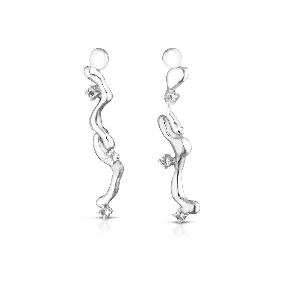 Orecchini in argento e topazi bianchi