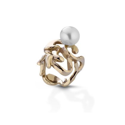 Bronze and natural pearl ring