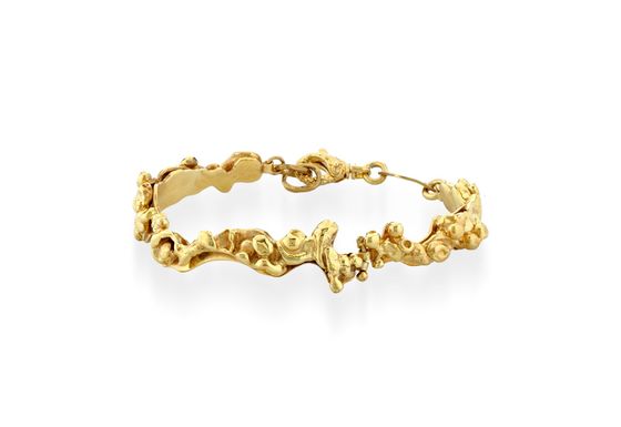 Bronze, silver and white topaz bracelet