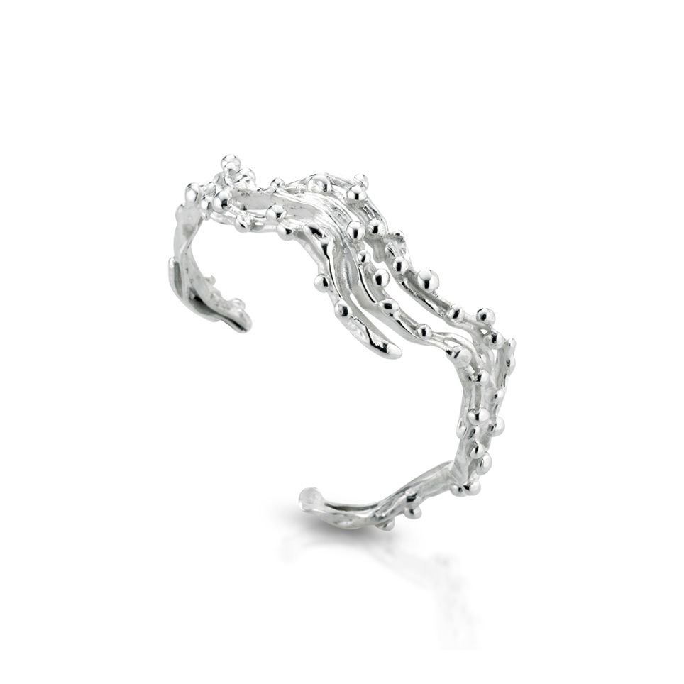 Silver bracelet with white topazes