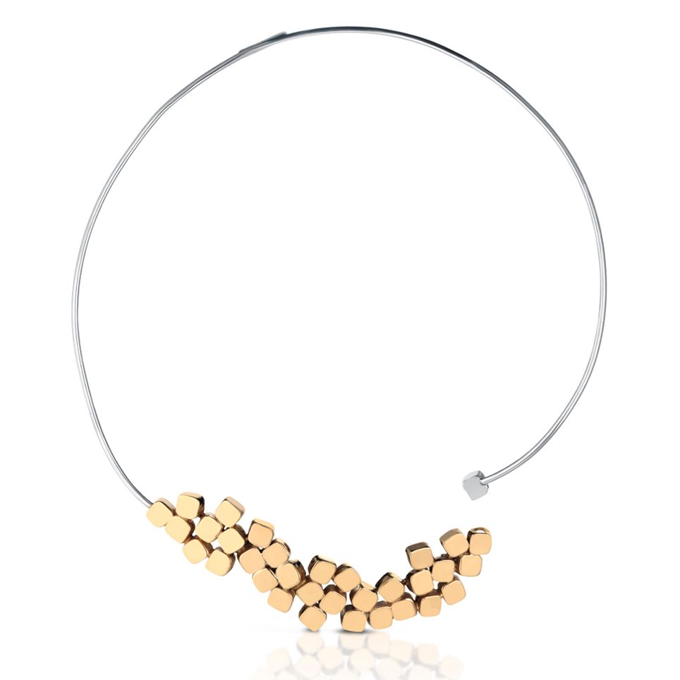 Collier in argento e bronzo. Aperto con giro modulabile
