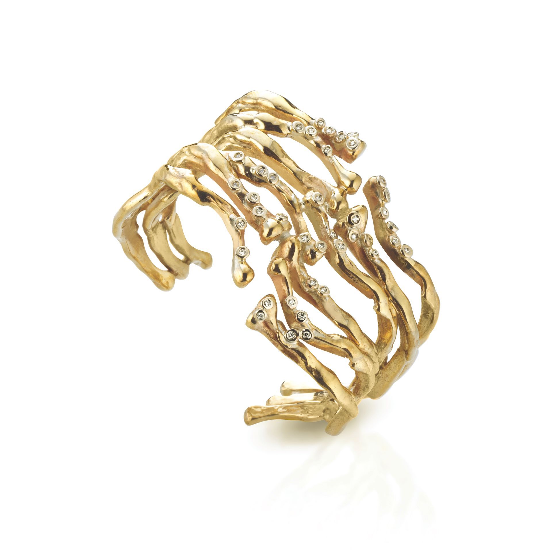 Bracciale in bronzo, oro bianco e diamanti