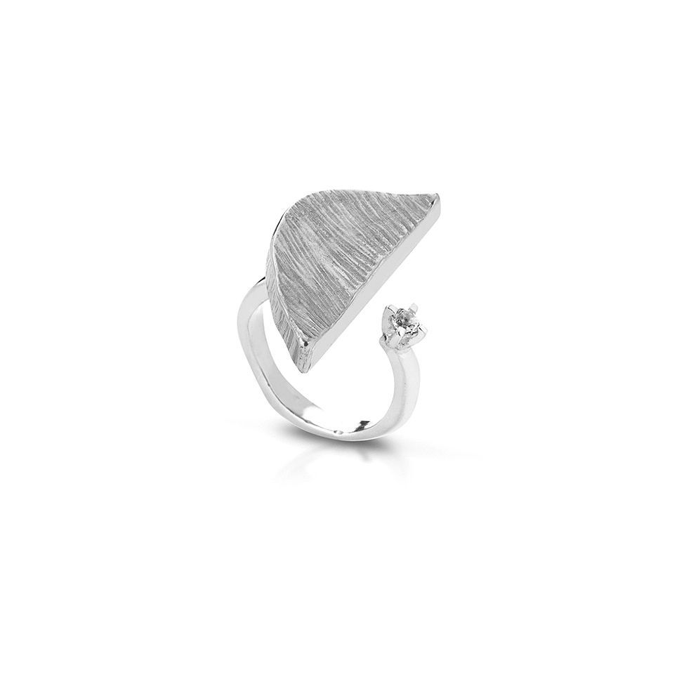SILVER AND WHITE TOPAZ RING