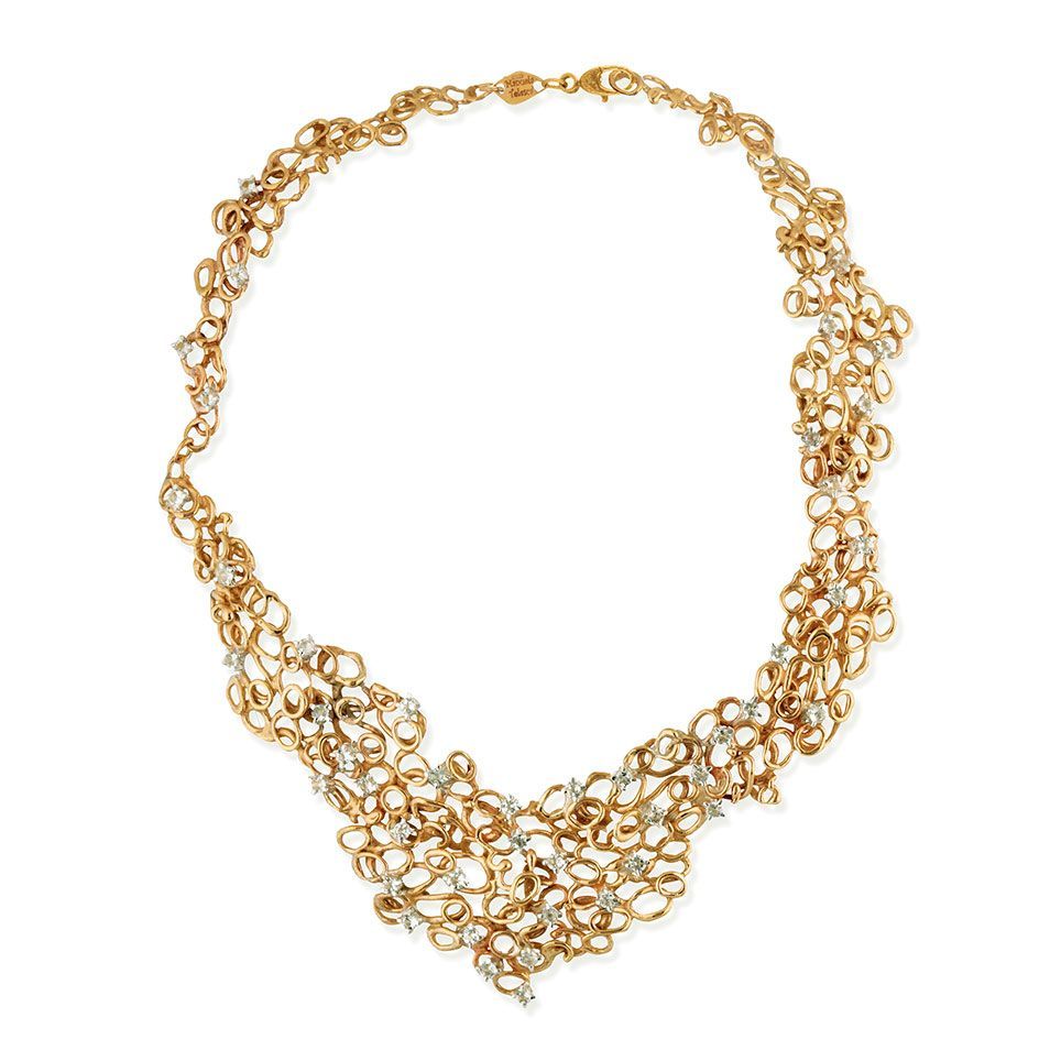 Collier in bronzo argento e topazi bianchi naturali