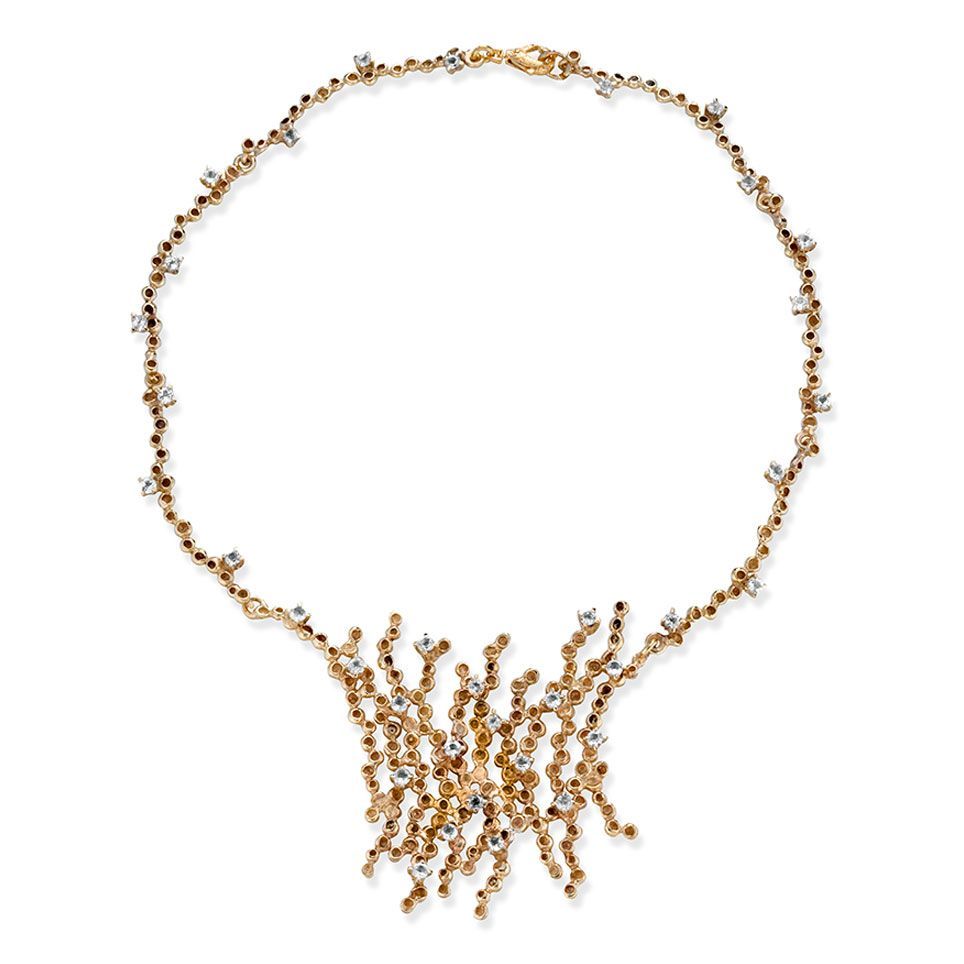 Collier in bronzo, argento e topazi bianchi