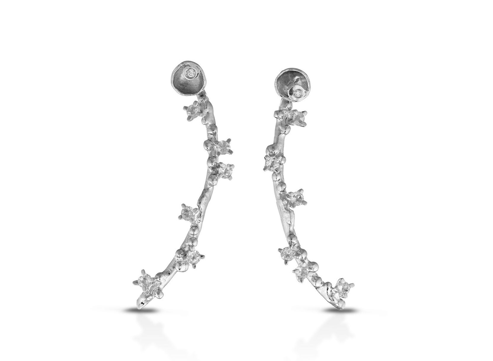 Silver and white topazes earrings