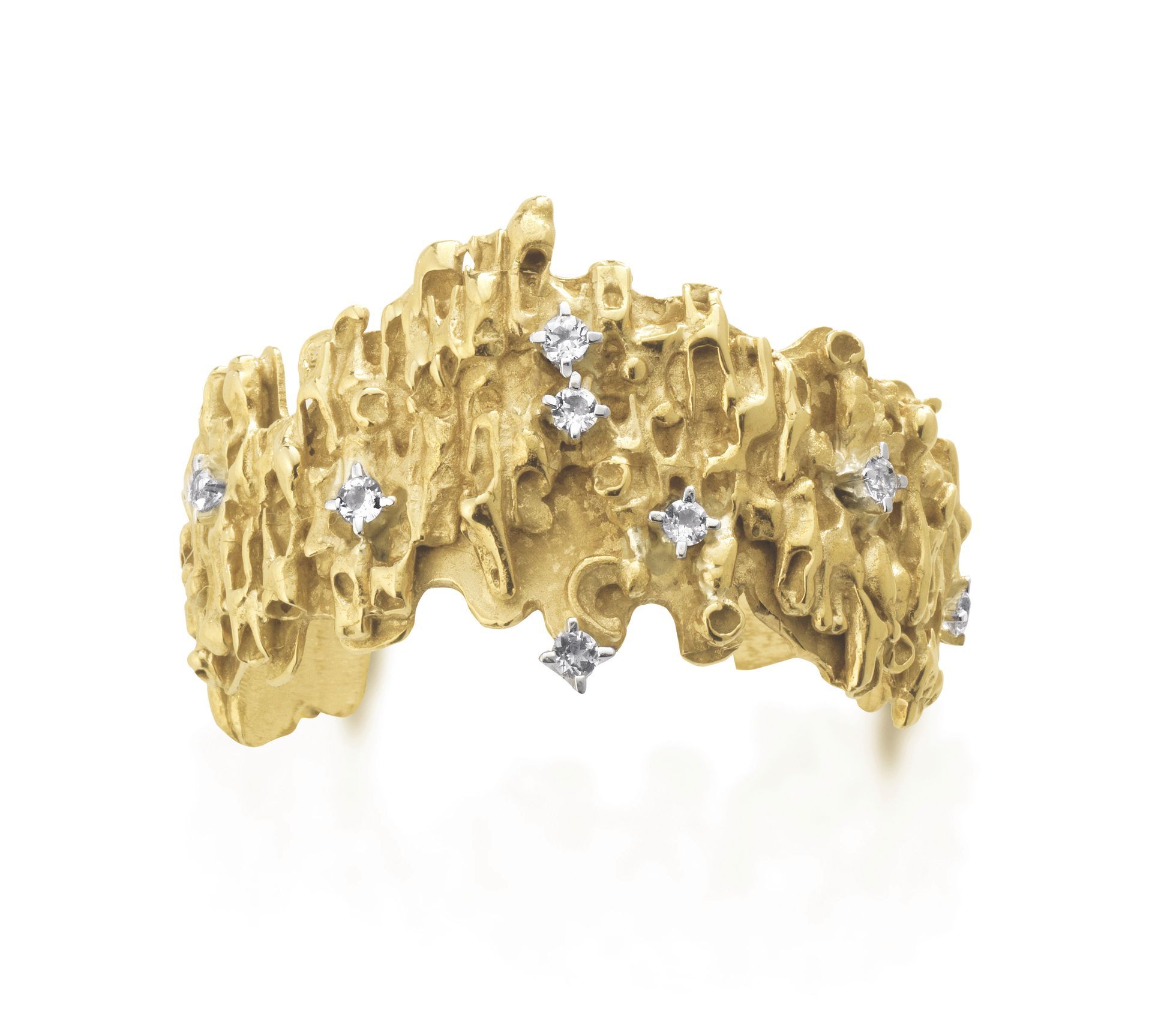 Bracciale in bronzo, argento e topazi bianchi con bagno oro 18 carati 
