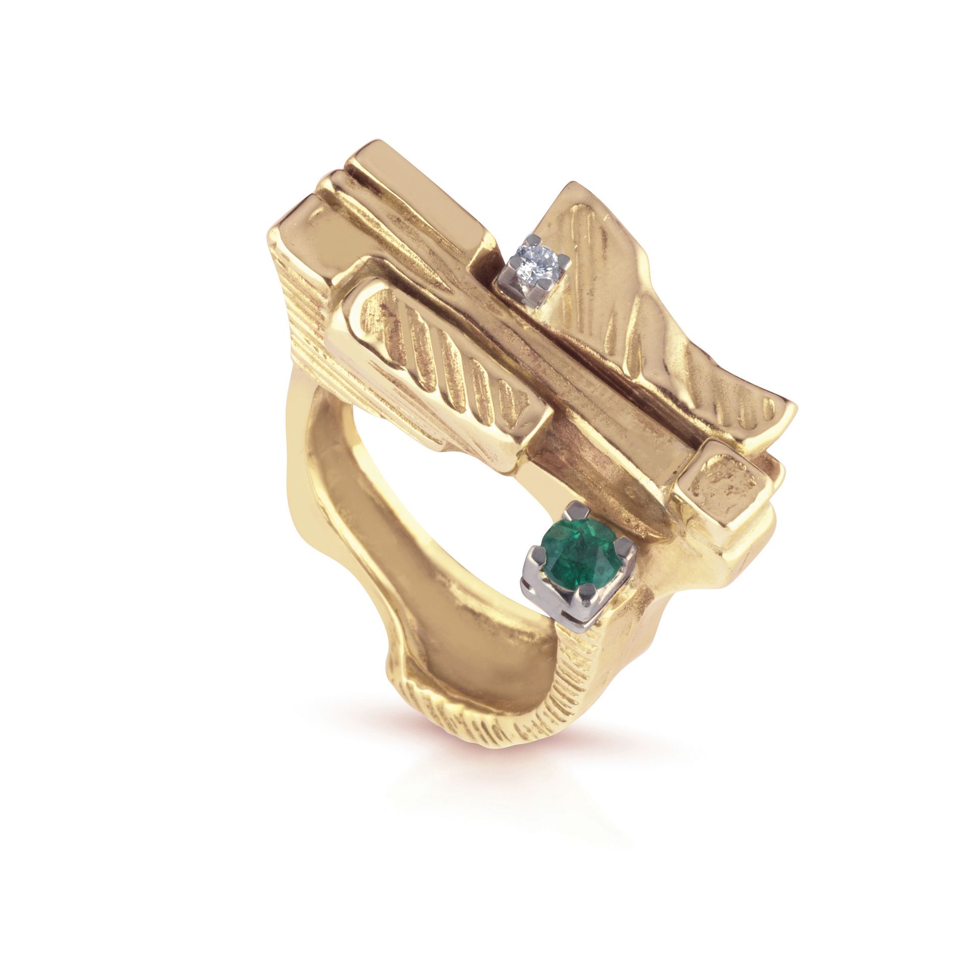 anello in bronzo oro diamanti