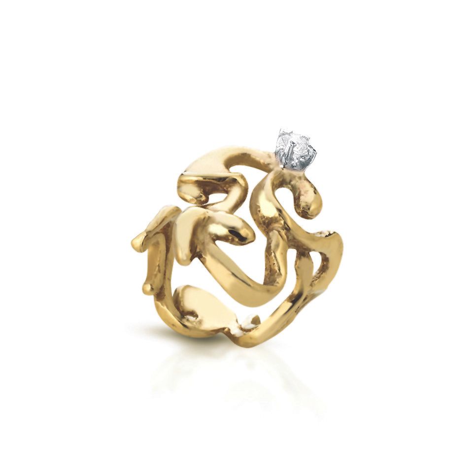 Anello in bronzo e topazio bianco