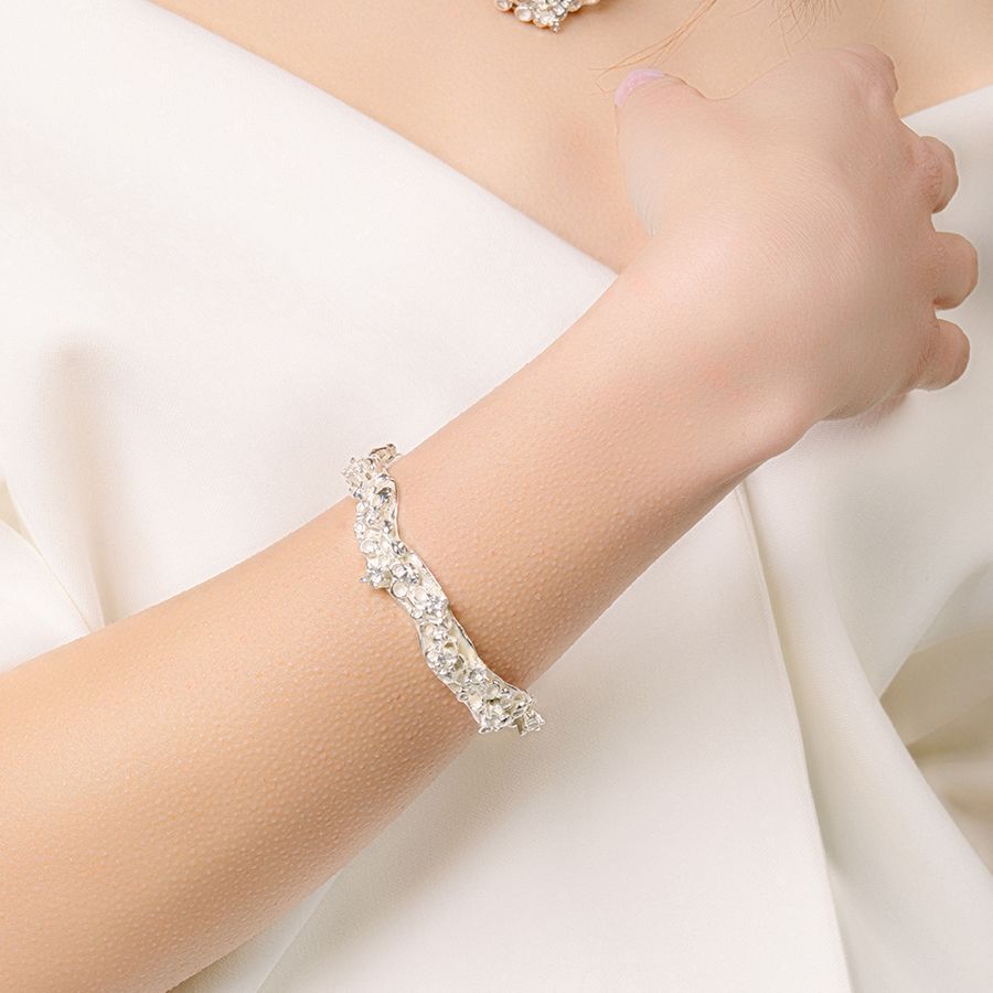 Silver and white topaz bracelet