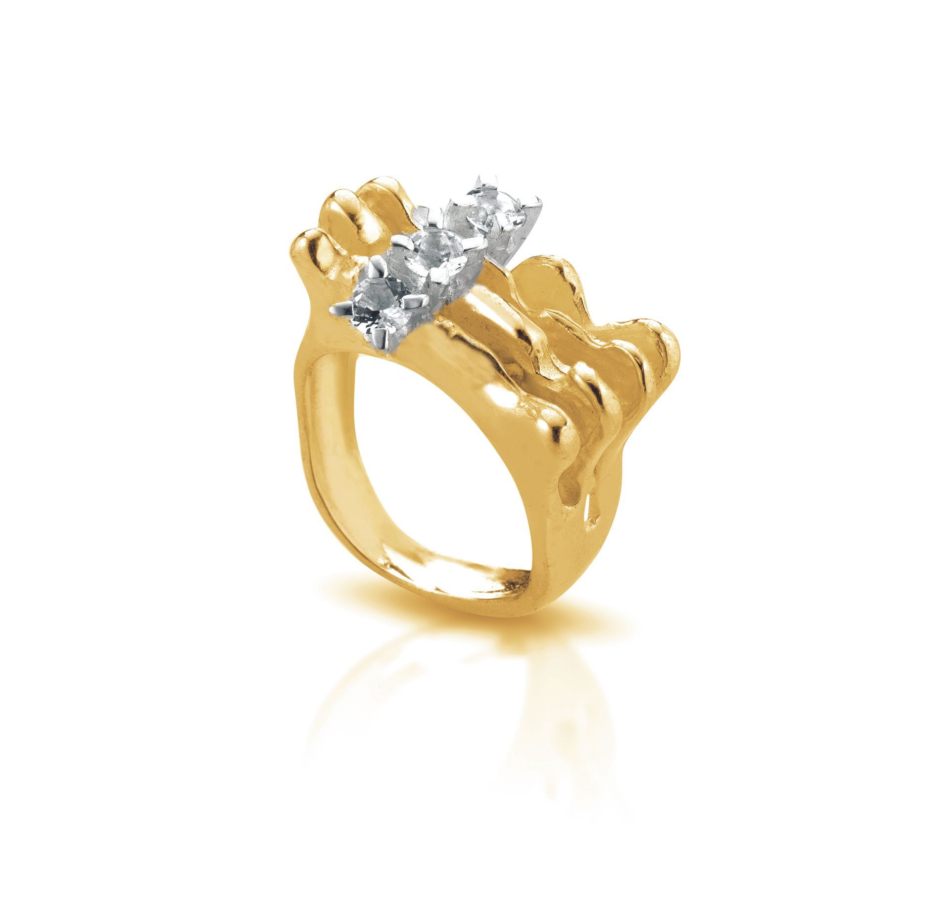 anello bronzo argento e topazi