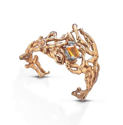 bracciale in bronzo e argento con topazio e citrino (naturali)