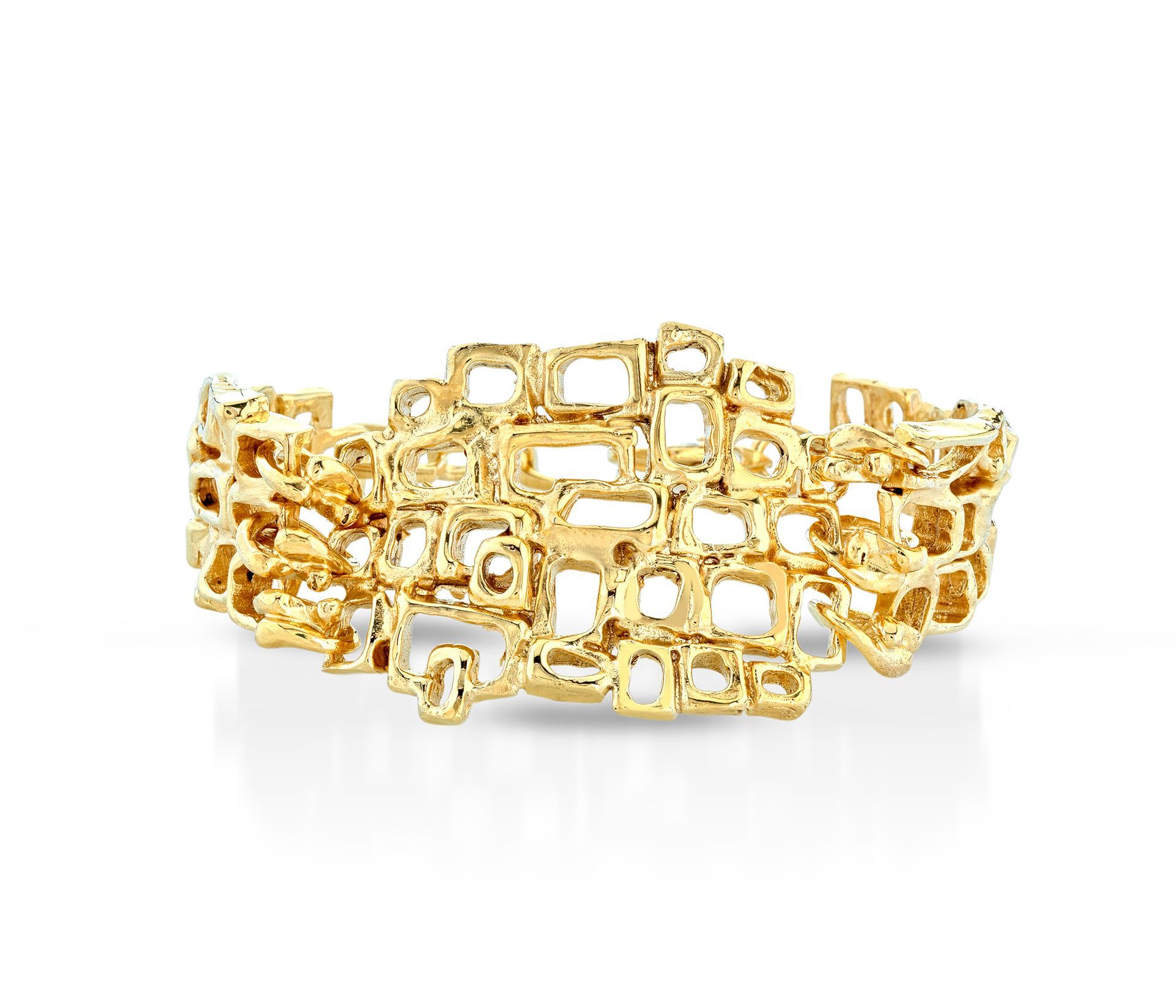 Bracciale in bronzo, argento e 
topazi bianchi con bagno oro 18 
carati