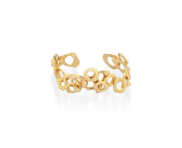 Bronze, silver and white topaz bracelet