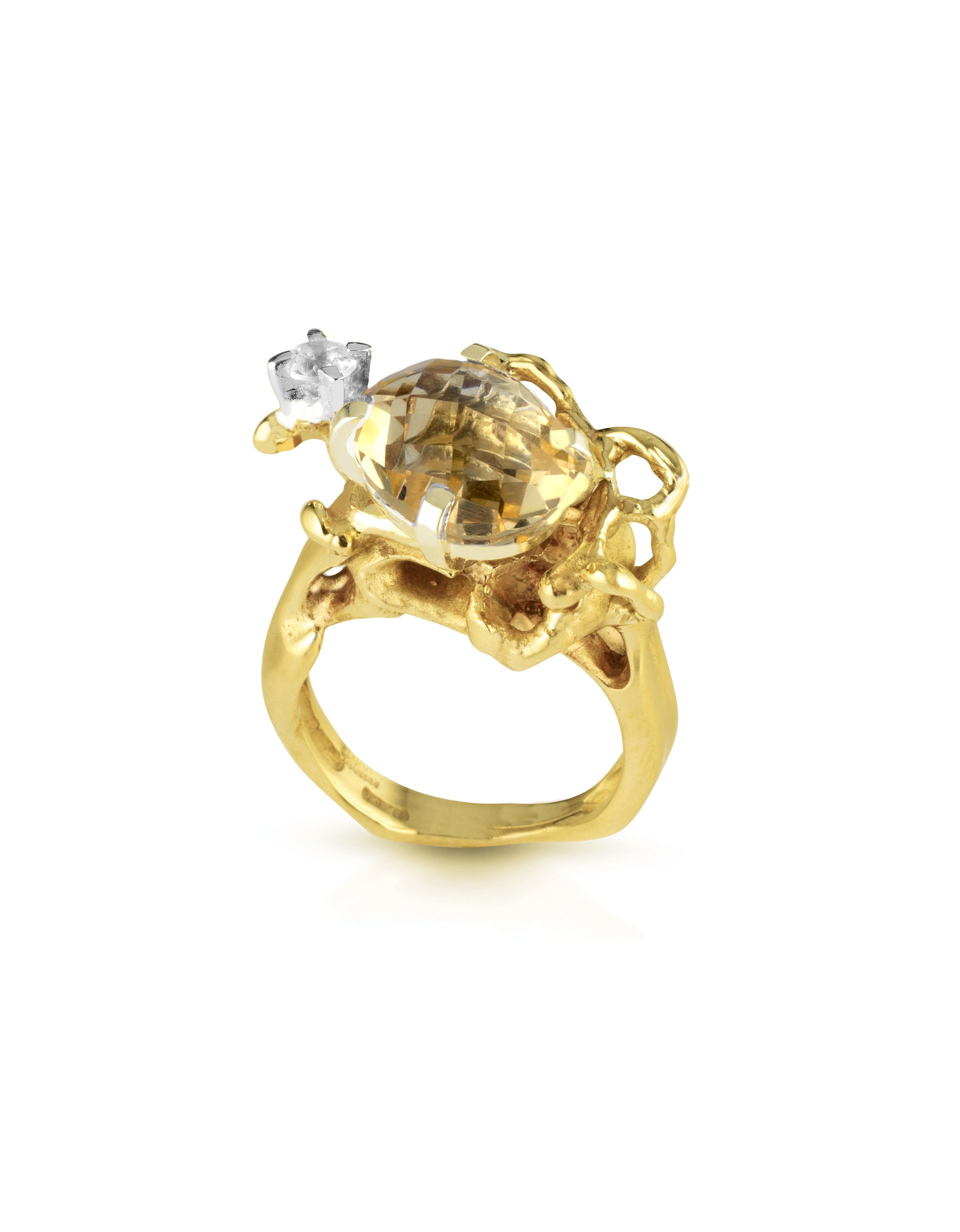 Anello in argento, citrino e topazio (naturali)