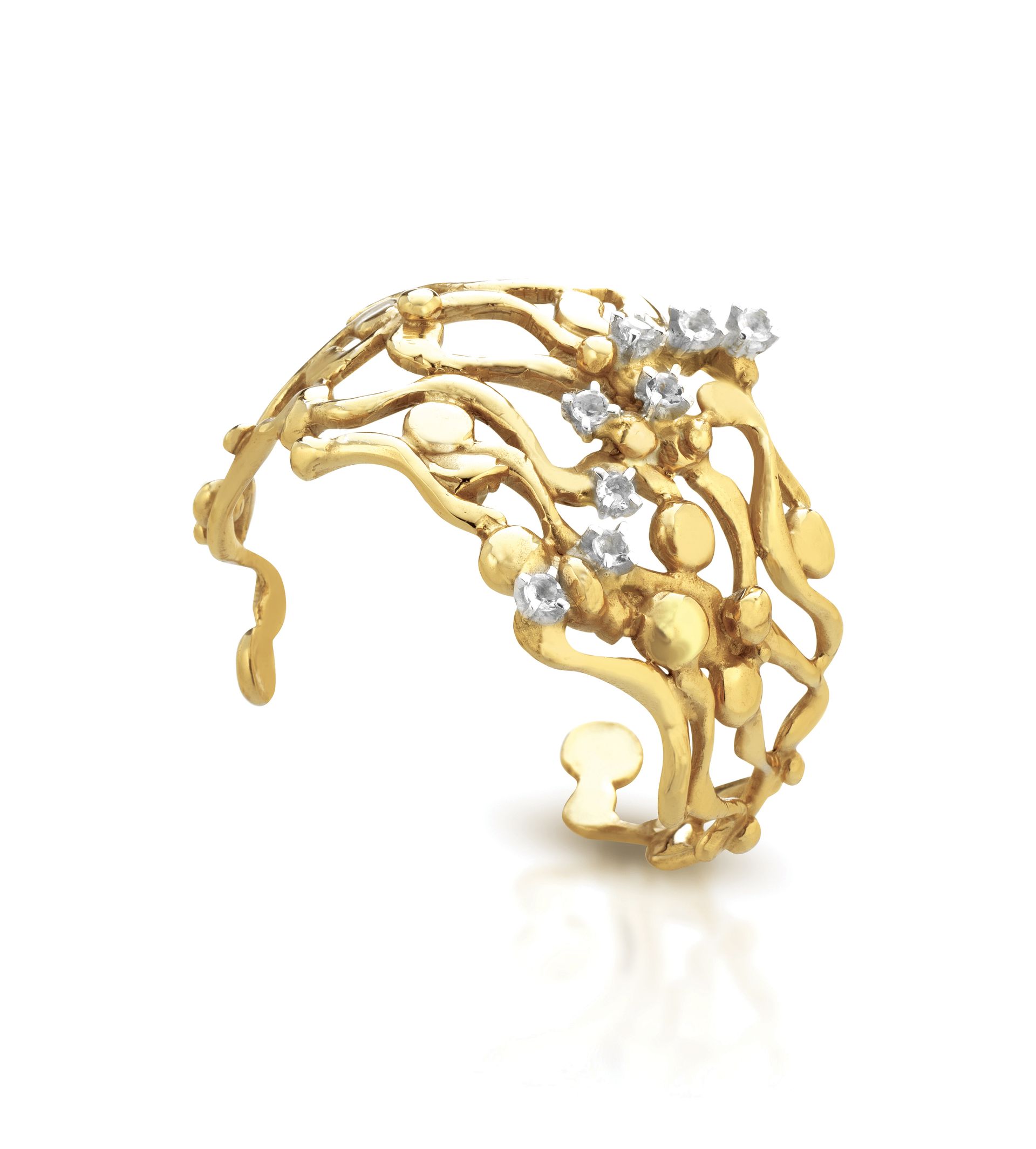 Bracciale in bronzo, argento e topazi bianchi