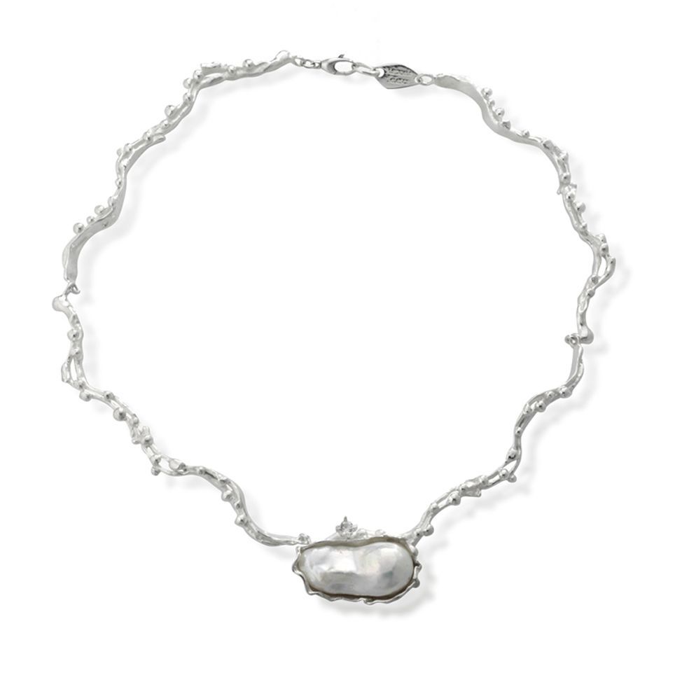 Collier in argento perla e topazio bianco