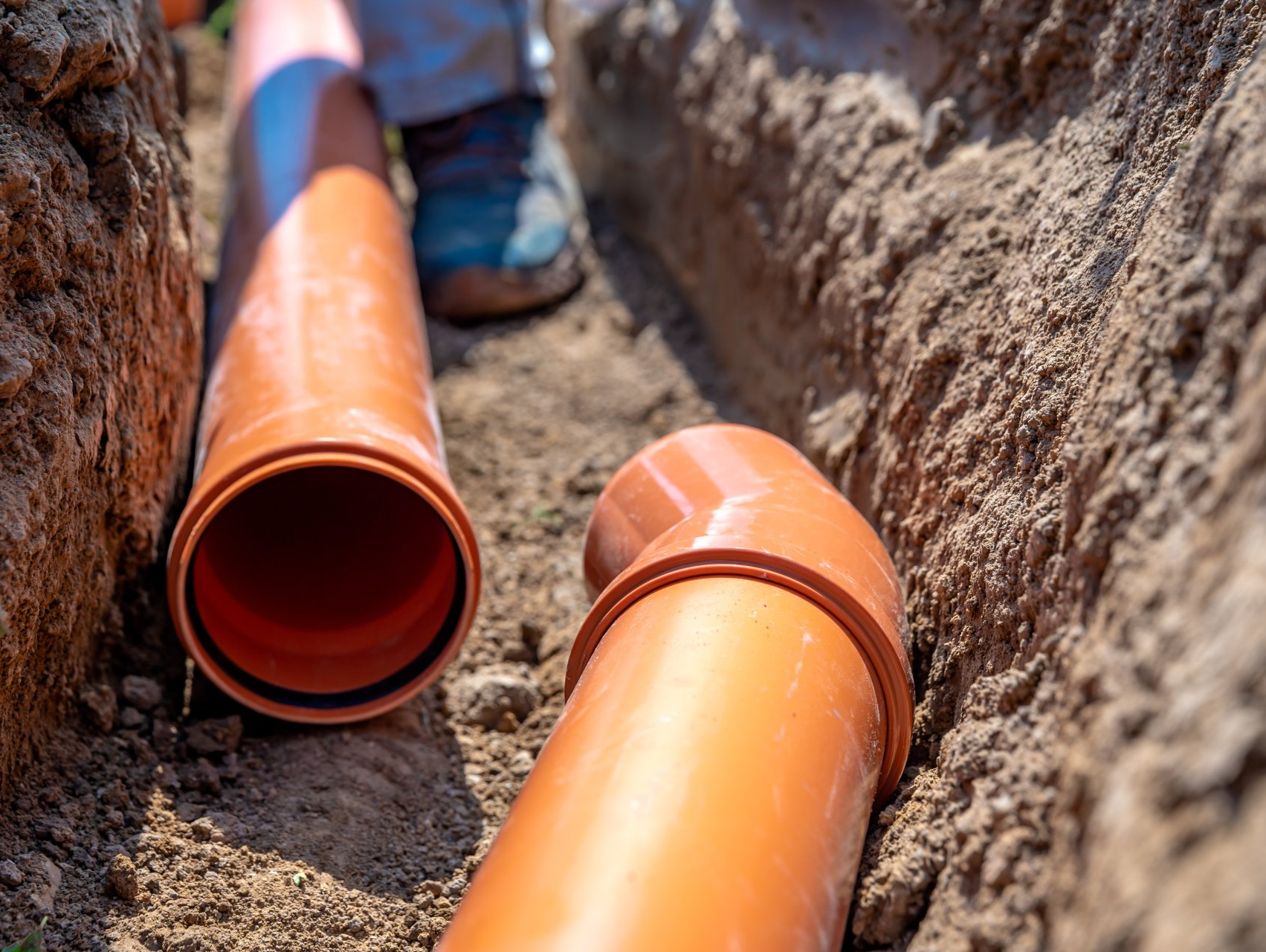 Properly installed drainage system alongside asphalt pavement to prevent water buildup