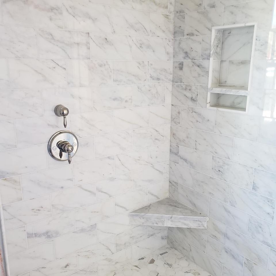 Luxury Shower — White Tile with Gray Stain Design Shower in North Charleston, SC