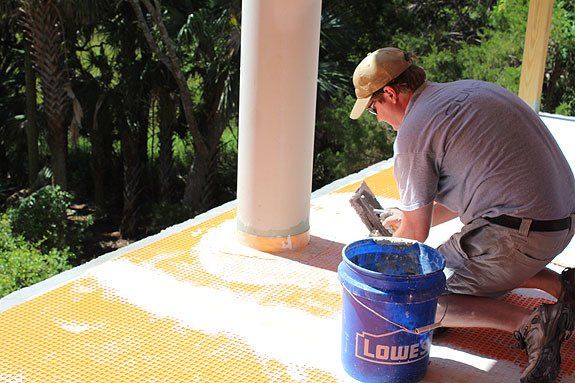 Tile Installation Laying— Application of Mortar into the Underlayment in North Charleston, SC