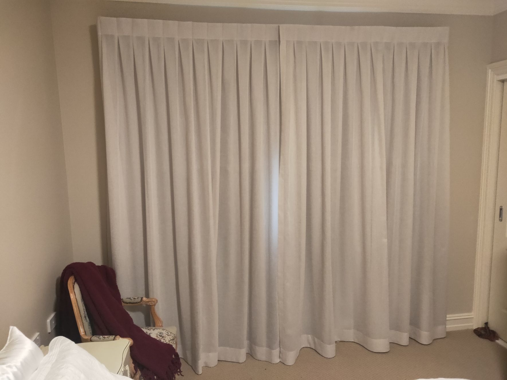 Chair with red cloth and curtain - Curtains in Welby, NSW