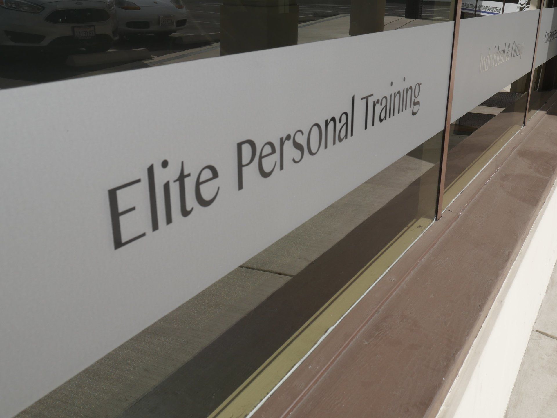 frosted decal install for Fitness Extraordinaire in Grover Beach