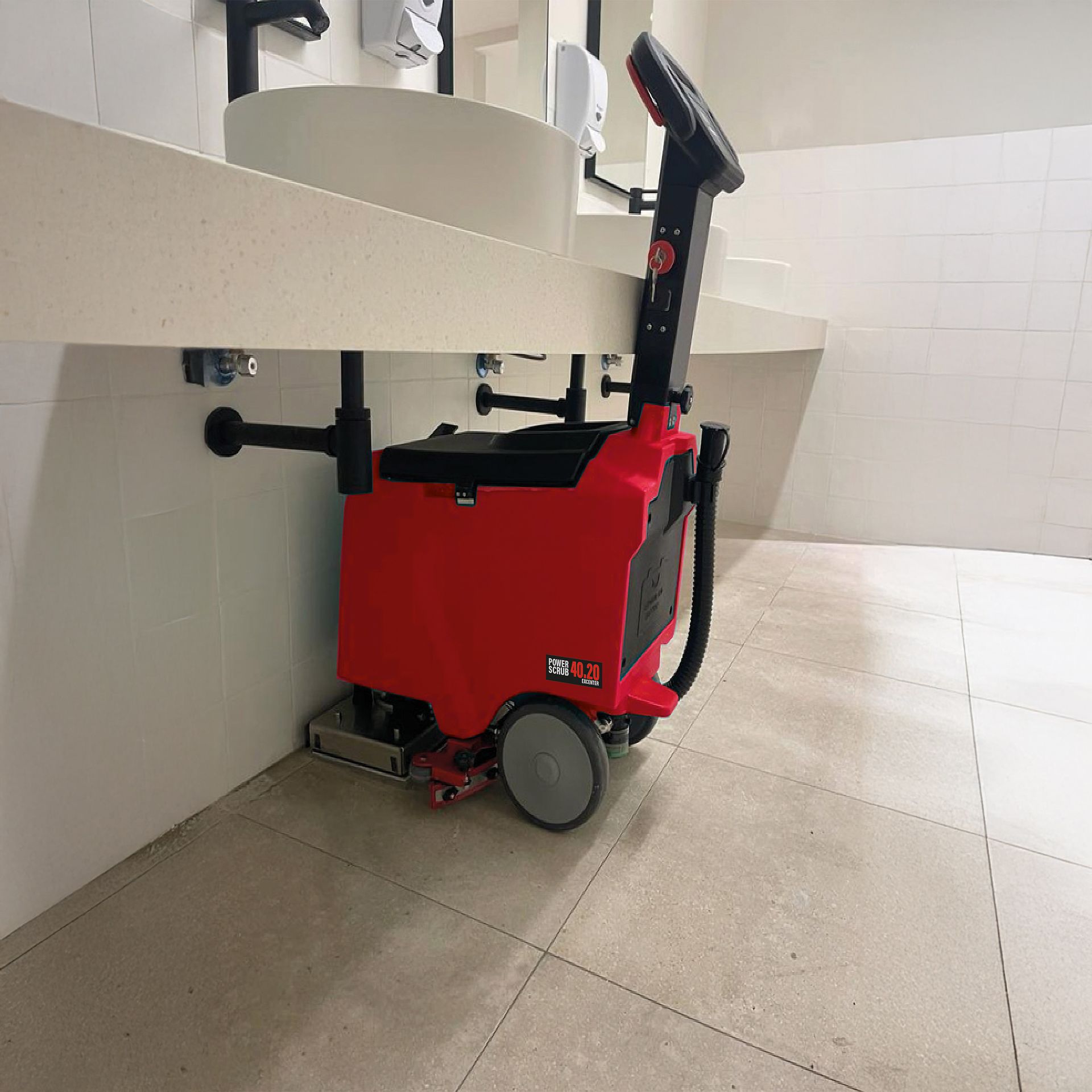 Meclean schrobmachine POWERSCRUB 40.20 EXCENTER reinigen onder wasbak