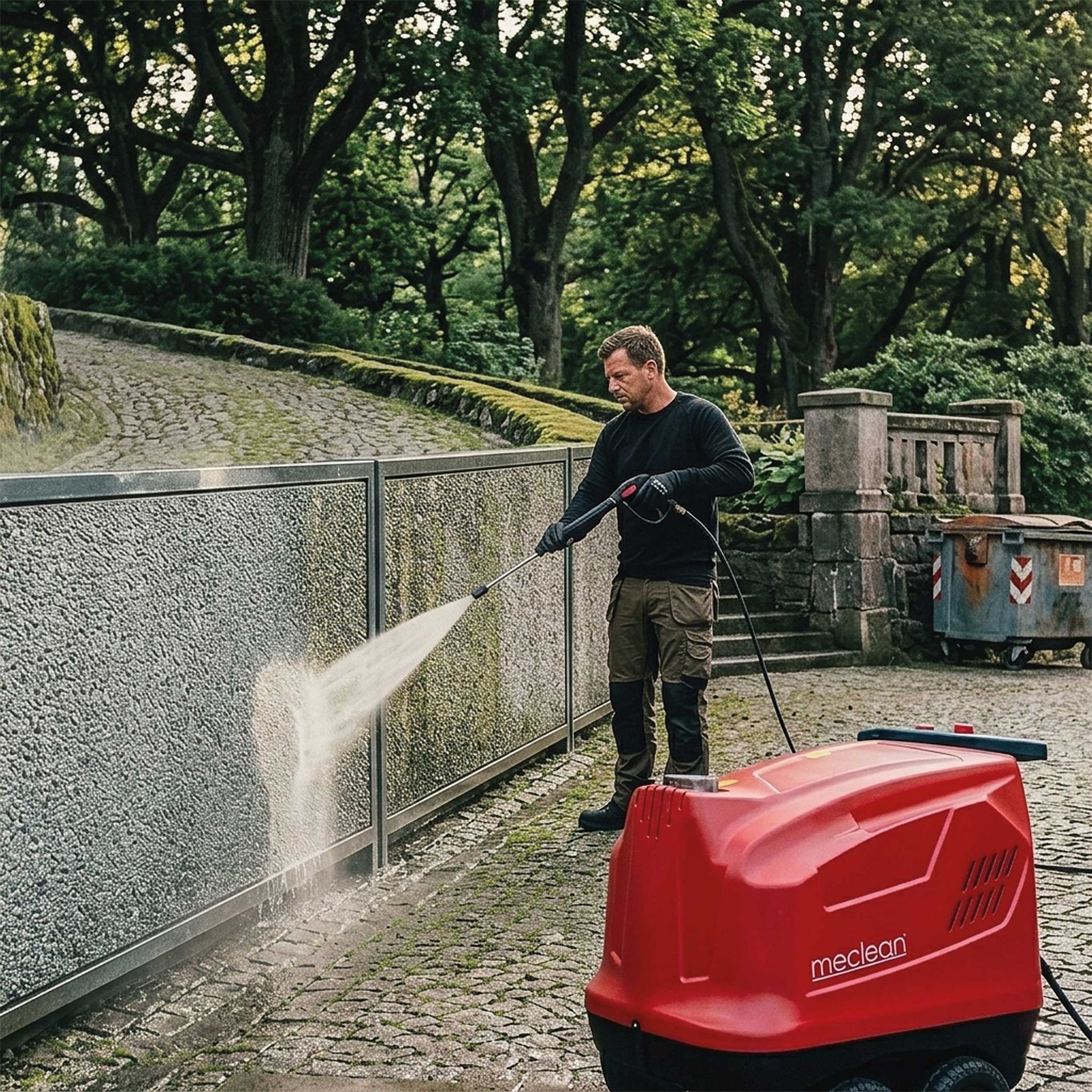 Meclean warmwater hogedrukreiniger SERIE-TX 200/15 hogedrukreinigen muur