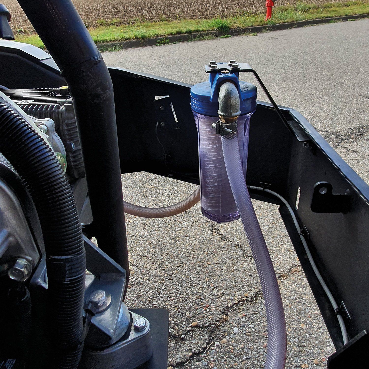 Meclean high-pressure trailer Trailerjet TJL 500/15 diesel engine drive detail inside water filter