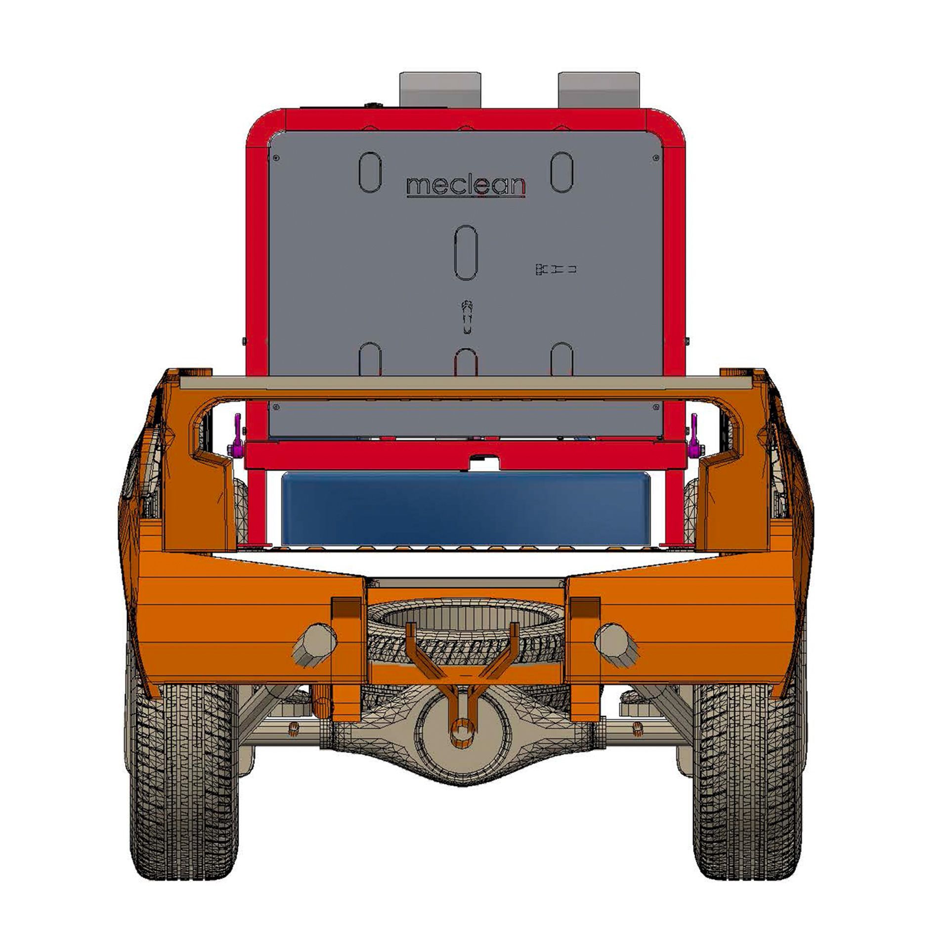 Meclean hogedrukreiniging unit Trailerpack TPE 200/21 render achterzijde