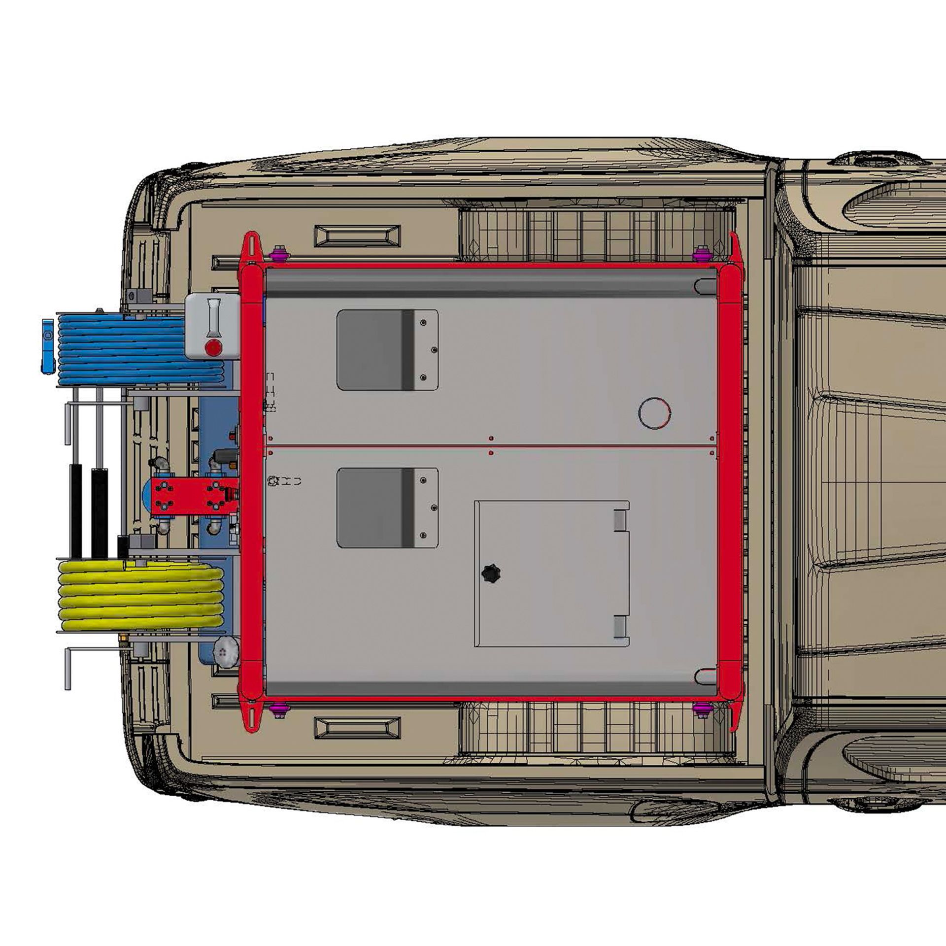 Meclean hogedrukreiniging unit Trailerpack TPE 200/21 render bovenzijde