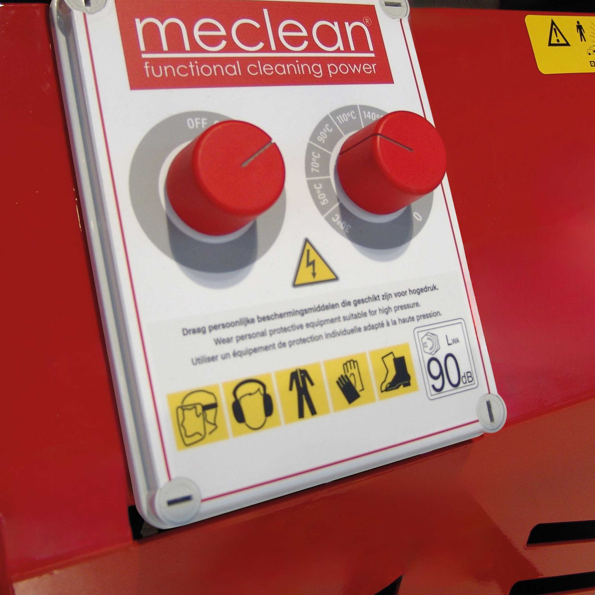 Meclean professionele warmwater hogedrukreiniger SERIE CX 200/15 detail bedieningspaneel
