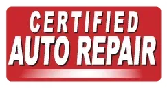 Red sign reading “CERTIFIED AUTO REPAIR” in bold white letters.