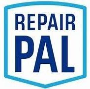 Repair Pal logo in blue and white shield shape with bold navy text
