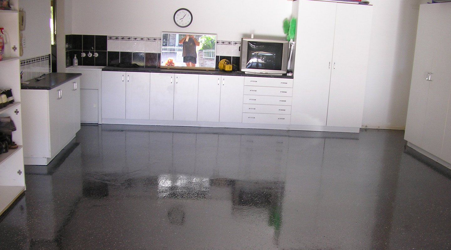 Concrete resurfacing of kitchen floor