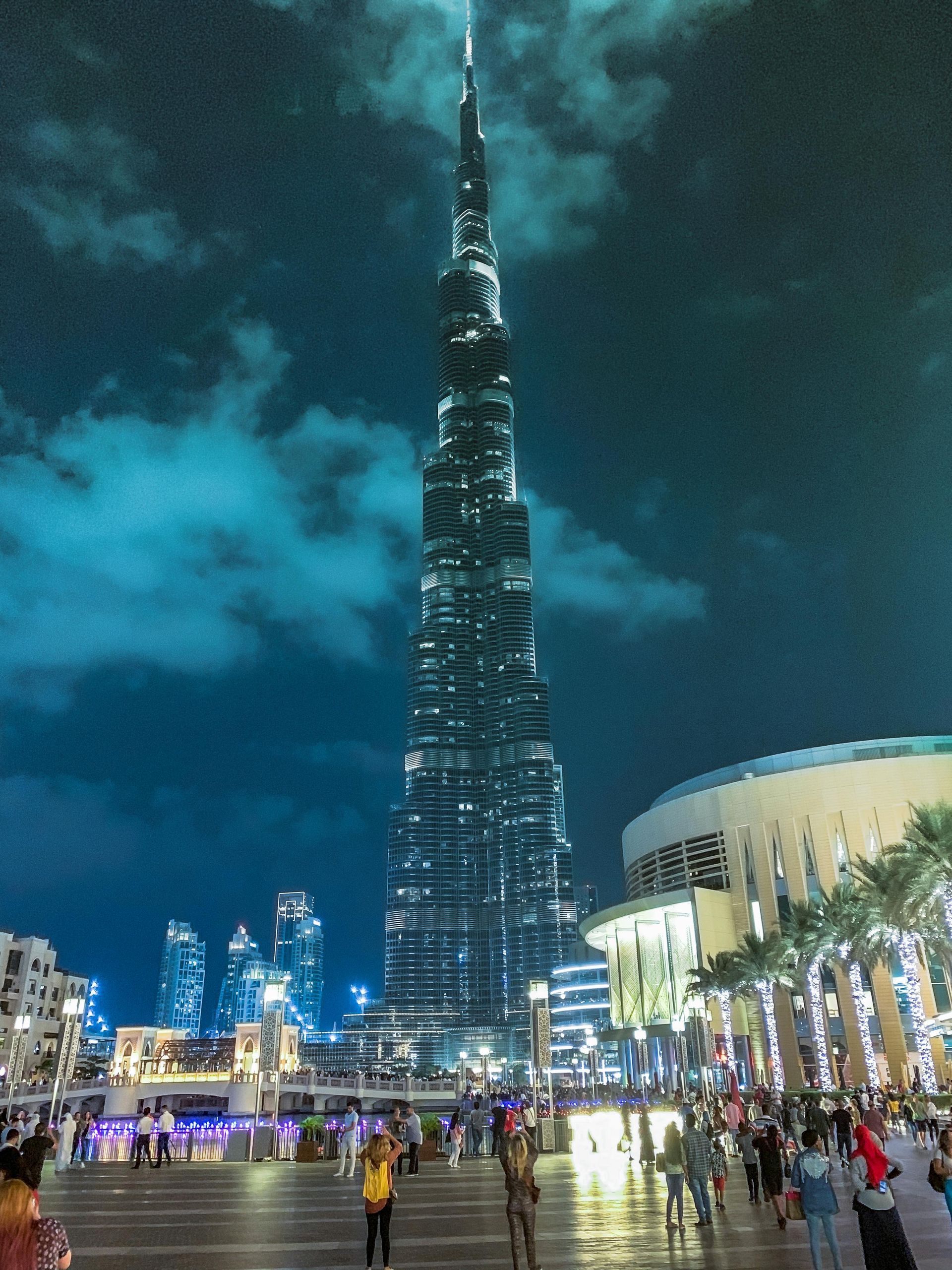 The tallest building in the world is lit up at night