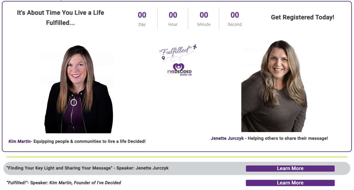 Two women are standing next to each other on a website.