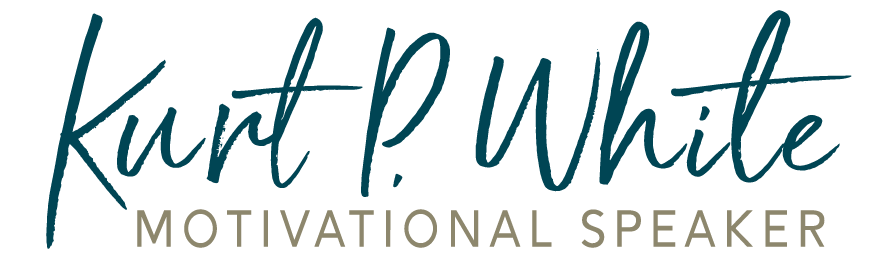 The logo for kurt p. white is a motivational speaker.