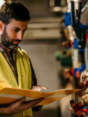 Personal certificado realizando una auditoría dentro de planta